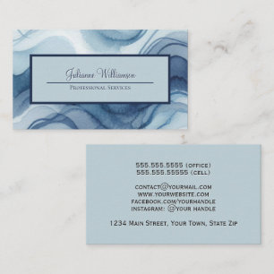 Eenvoudig Stofblauw & Marineblauw Golflijn Waterve Visitekaartje