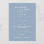 Eenvoudig Stofblauw Modern Huwelijk Menu (Voorkant)