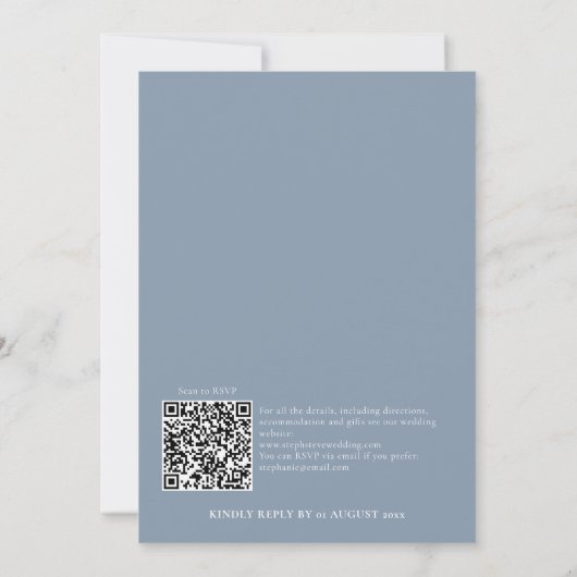 Eenvoudig stofblauw QR-coderepetitie binnenshuis Kaart (Achterkant)