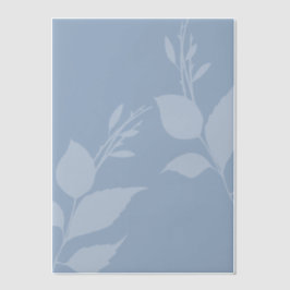 Eenvoudig Stofblauw Vellum met Bladeren Uitnodigingen
