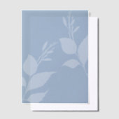 Eenvoudig Stofblauw Vellum met Bladeren Uitnodigingen (Offset)