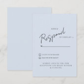 Eenvoudig Stoffig Blauw Bruiloft RSVP Diner & Dans (Voorkant / Achterkant)