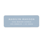 Eenvoudig stoffig blauw elegant retouradres etiket (Voorkant)