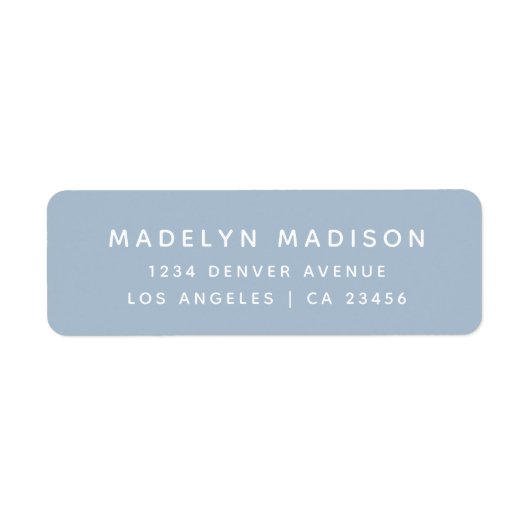 Eenvoudig stoffig blauw elegant retouradres etiket (Voorkant)