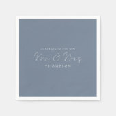 Eenvoudig Stoffig Blauw Gefeliciteerd Mr Mrs Weddi Servet (Voorkant)