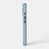 Eenvoudig stoffig blauw hart met scriptnaam iPhone 16 hoesje (Linkerkant)