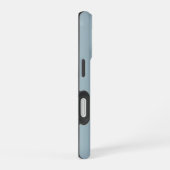 Eenvoudig stoffig blauw hart met scriptnaam iPhone 16 hoesje (Rechterkant)