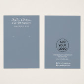 Eenvoudig, stoffig blauw, minimaal sieraardenscher visitekaartje (Voorkant /achterkant)