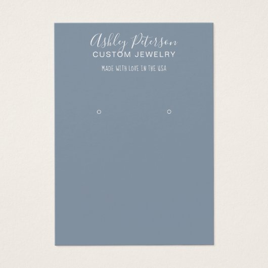 Eenvoudig, stoffig blauw, minimaal sieraardenscher visitekaartje (Voorkant)