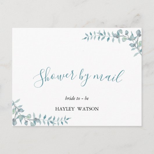 Eenvoudig stoffig blauw Waterverf Vrijgezellenfees Uitnodiging Briefkaart (Voorkant)