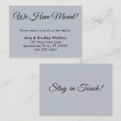 Eenvoudig, stoffig blauw We hebben adreswijziging  Informatiekaartje (Voorkant / Achterkant)