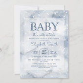 Eenvoudig Stoffig Blauw Winter Baby shower Kaart (Voorkant)