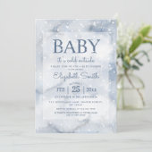 Eenvoudig Stoffig Blauw Winter Baby shower Kaart (Staand voorkant)