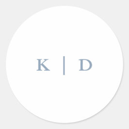 Eenvoudig stoffig blauwe elegante trouwmonogram ronde sticker