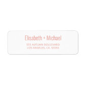 Eenvoudig, stoffig, oranje, script bruiloft retour etiket (Voorkant)