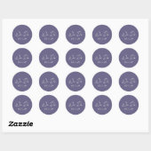 Eenvoudig stoffig paars modern huwelijk ronde sticker (Vel)