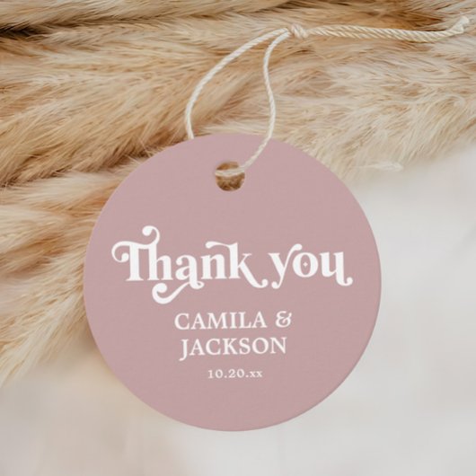 Eenvoudig stoffig Roos bruiloft Bedankjes Labels