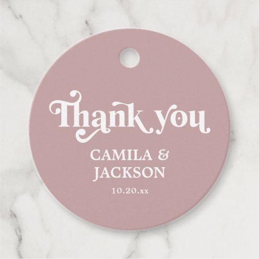 Eenvoudig stoffig Roos bruiloft Bedankjes Labels (Voorkant)