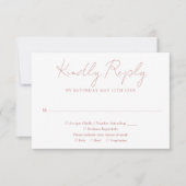 Eenvoudig stoffig Roos Roze Elegant Script Wedding RSVP Kaartje (Voorkant)