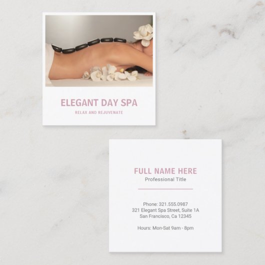 Eenvoudig stoffig Roos Roze Elegant Spa Modern Vierkante Visitekaartje (Voorkant / Achterkant)