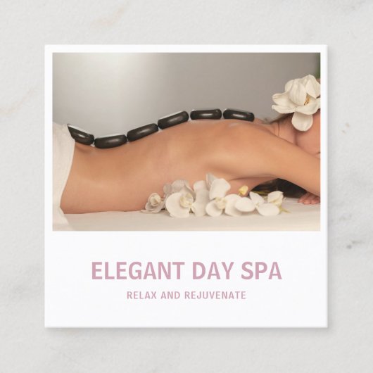 Eenvoudig stoffig Roos Roze Elegant Spa Modern Vierkante Visitekaartje (Voorkant)