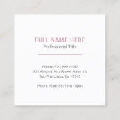 Eenvoudig stoffig Roos Roze Elegant Spa Modern Vierkante Visitekaartje (Achterkant)