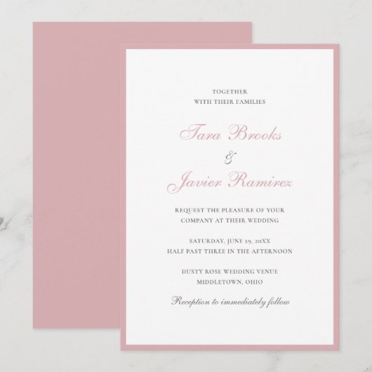 Eenvoudig stoffig Roos Roze Traditionele Elegante  Kaart (Voorkant / Achterkant)