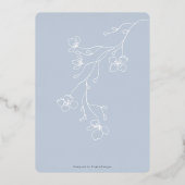 Eenvoudig stoffige blauwe, moderne bloemtuinbruilo folie uitnodiging (Achterkant)