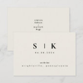 Eenvoudig Strak Monogram Beige Bewaar de Datum II (Voorkant / Achterkant)