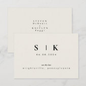 Eenvoudig Strak Monogram Beige Bewaar de Datum III (Voorkant / Achterkant)