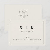 Eenvoudig Strak Monogram Beige Bewaar de Datum V (Voorkant / Achterkant)