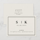 Eenvoudig Strak Monogram Beige Save the Date IV (Voorkant / Achterkant)