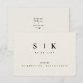 Eenvoudig Strak Monogram Beige Save the Date VI (Voorkant / Achterkant)