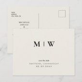 Eenvoudig & Strak Monogram Crème Save the Date Briefkaart (Voorkant / Achterkant)