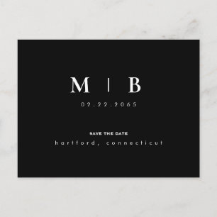 Eenvoudig & Strak Monogram Huwelijk Bewaar de Datu Briefkaart