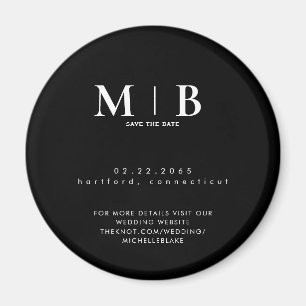 Eenvoudig & Strak Monogram Huwelijk Save the Date Magneet