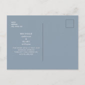 Eenvoudig & Strak Monogram Stofblauw Wijzig de Dat Aankondigingskaart (Achterkant)