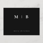 Eenvoudig strak monogram zwart Kerstmis Briefkaart (Voorkant)