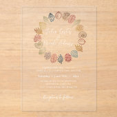 Eenvoudig strand Blue Ocean Seashell bruiloft Acryl Uitnodigingen (Voorkant)