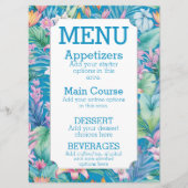 Eenvoudig strand bruiloft menu Tropische bloemen (Voorkant)