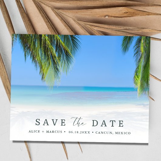 Eenvoudig strand bruiloft Save the Date Aankondigingskaart