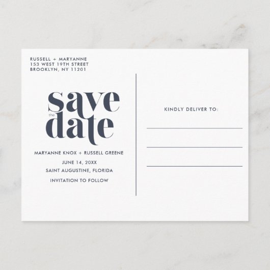 Eenvoudig strand bruiloft Save the Date Aankondigingskaart (Achterkant)