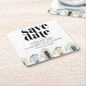 Eenvoudig strand bruiloft Save the Date Kartonnen Onderzetters (Schuin)