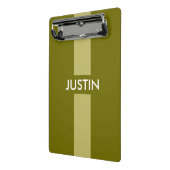 Eenvoudig strepen olijfgroen + jouw naam / ideeën mini klembord (Angled2)