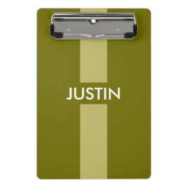 Eenvoudig strepen olijfgroen + jouw naam / ideeën mini klembord