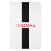 Eenvoudig strepen zwart + jouw naam / ideeën mini klembord (Achterkant)