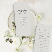 Eenvoudig  strik Classic zwart bruiloft programma