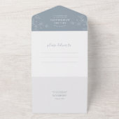 Eenvoudig Stusty Blue Minimal Flower Leaf Wedding All In One Uitnodiging (Buitenkant)