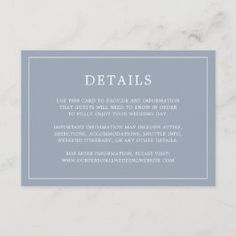 Eenvoudig Stusty Blue Monogram Elegant Wedding Informatiekaartje