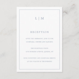 Eenvoudig Stusty Blue Monogram Elegant Wedding Informatiekaartje